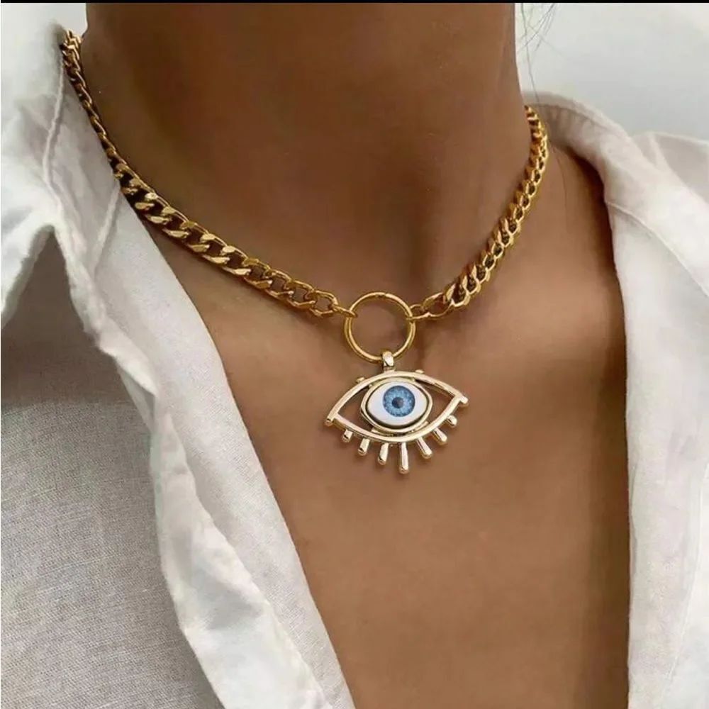 Gold EvilāEye NecklaceāA1348